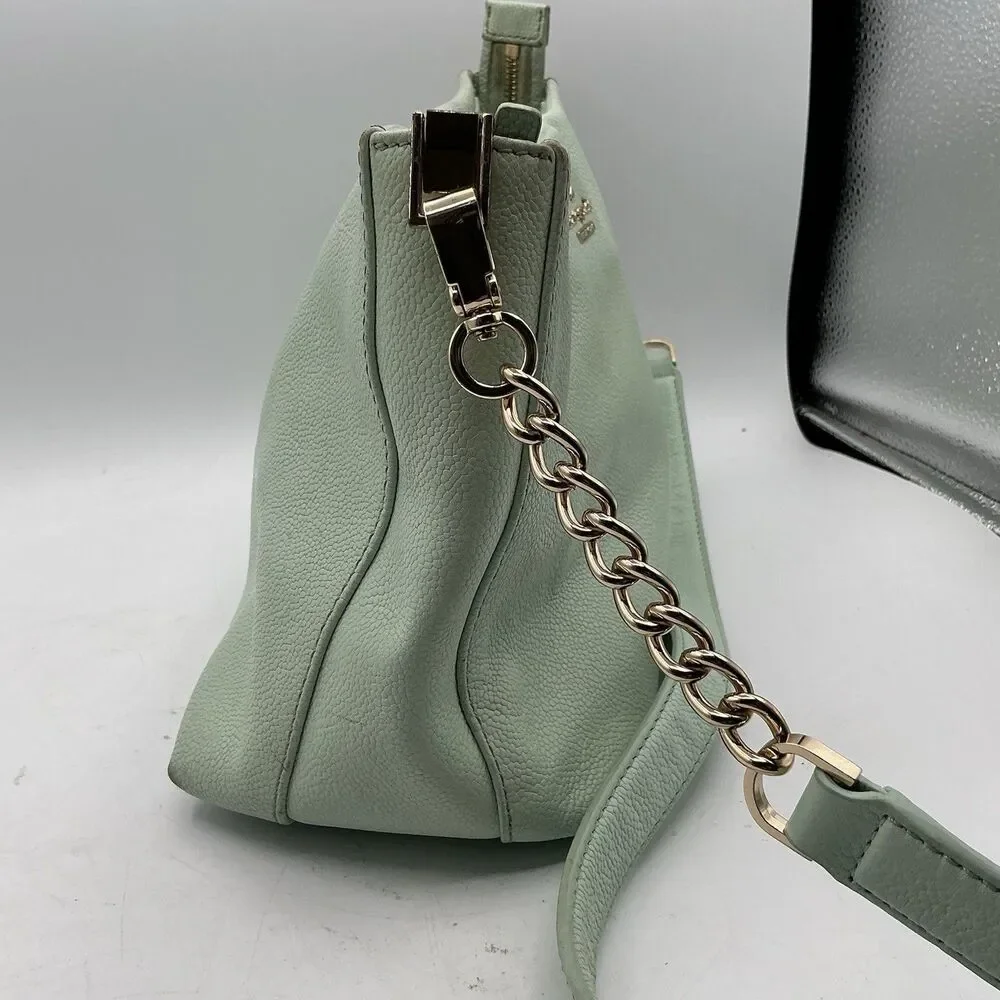Kate Spade Mint Green Pebbled Leather Shoulder Crossbody Bag Chain Strap